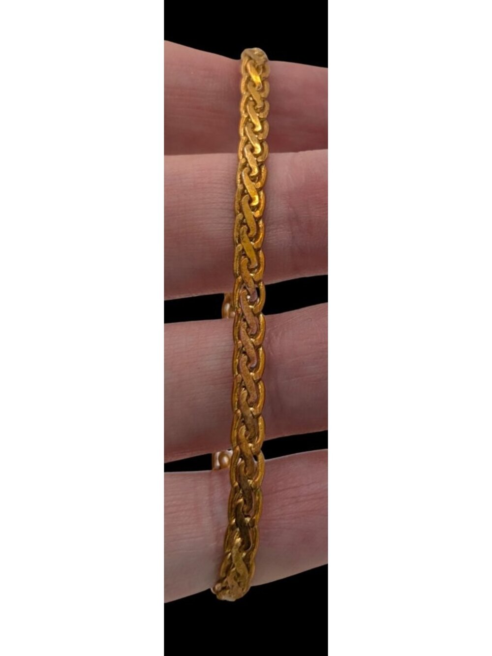 Boho Vintage Braided Chain Bracelet Gold Tone Ornate Woven Link Jewelry